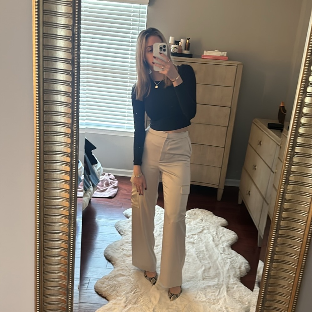 Zara satin cargo pant